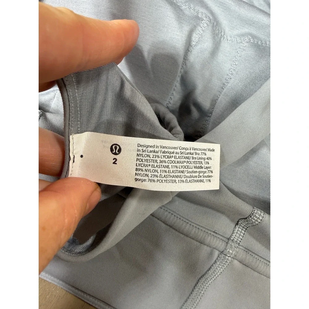 Lululemon Sports Bra Womens Size 2 Blue Invigorate High Neck Training Racerback